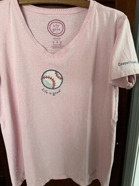 Life Is Good Women's Baseball T-shirt from Hall of Fame Cooperstown, Sz M